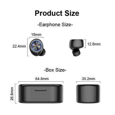 Fones de ouvido do toque TW80 55mAh Sweatproof Bluetooth da impressão digital