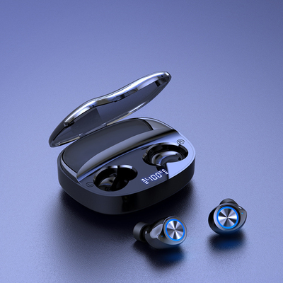 Auriculares sem fio conduzidos de Earbuds TW90 dos fones de ouvido do rádio 5,0 do controle do toque da exposição com caixa do carregador